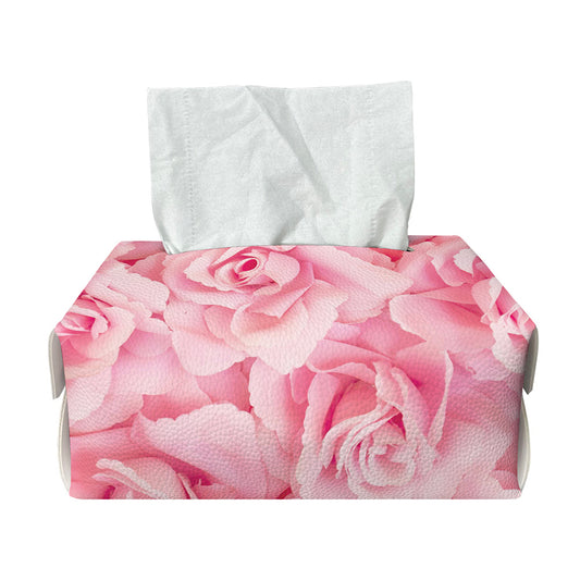 Pink Rose Print Rectangle Tissue Box Cover