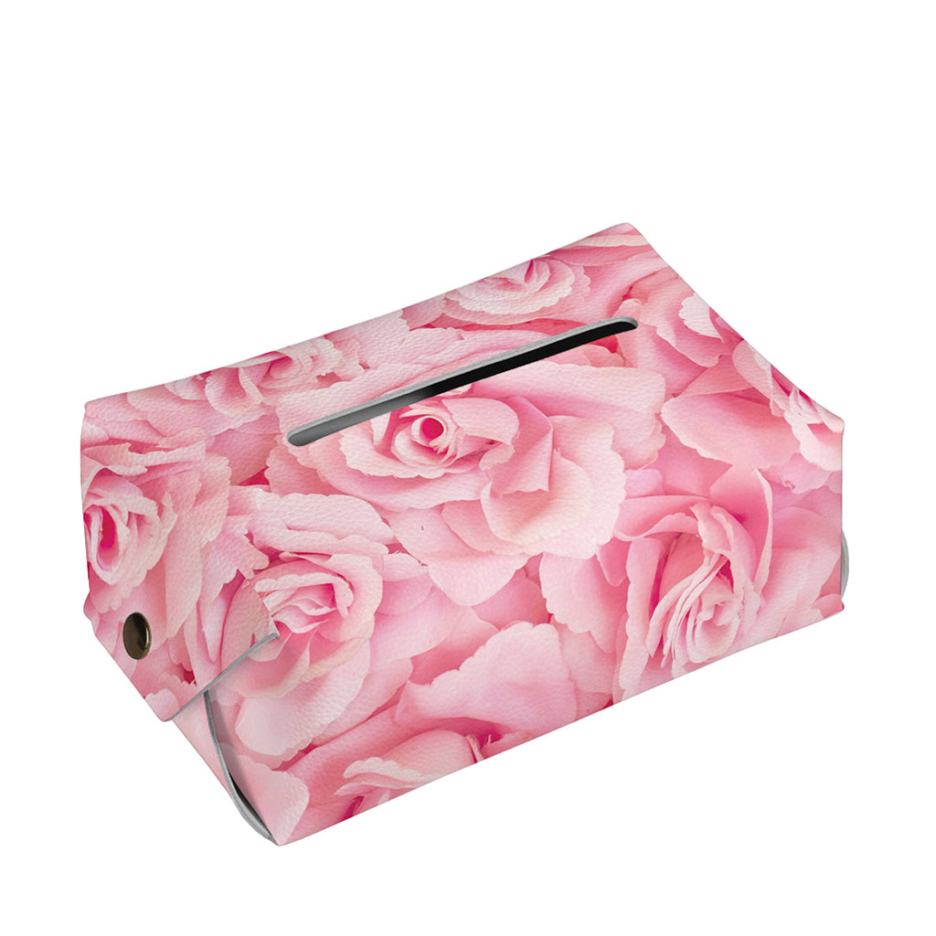 Pink Rose Print Rectangle Tissue Box Cover