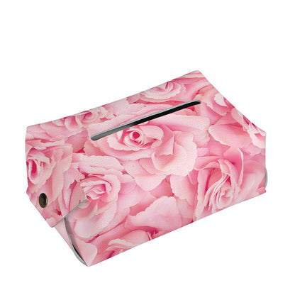 Pink Rose Print Rectangle Tissue Box Cover