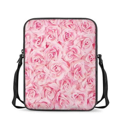 Pink Rose Print Rectangular Crossbody Bag