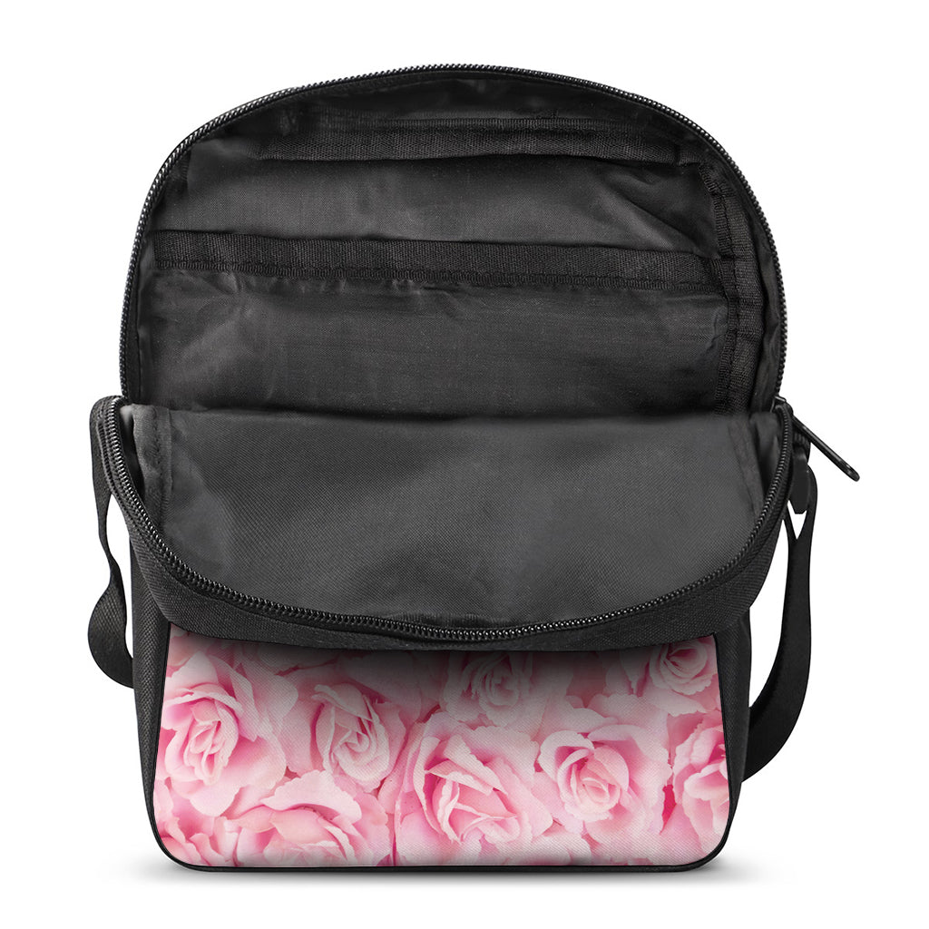 Pink Rose Print Rectangular Crossbody Bag