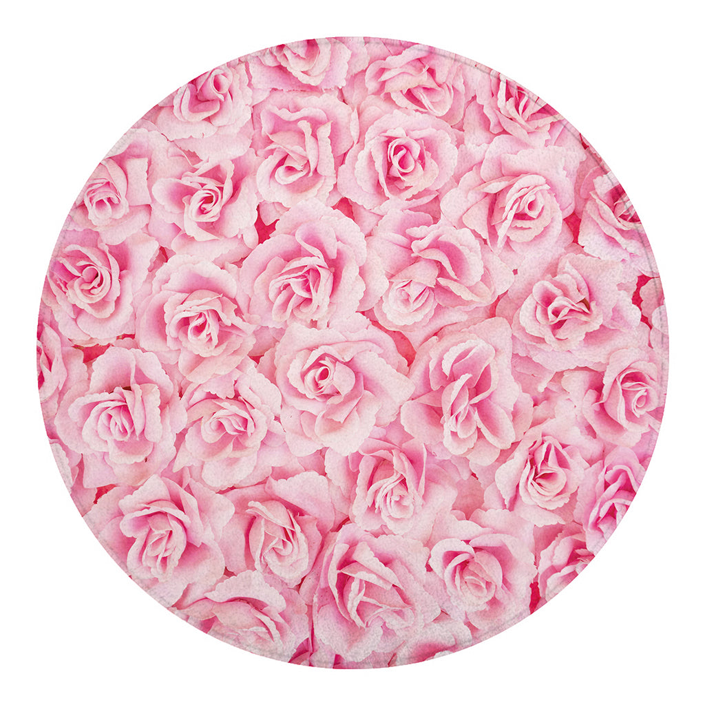 Pink Rose Print Round Blanket