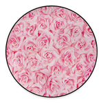 Pink Rose Print Round Floor Mat
