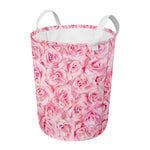 Pink Rose Print Round Laundry Basket