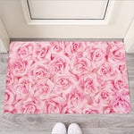 Pink Rose Print Rubber Doormat