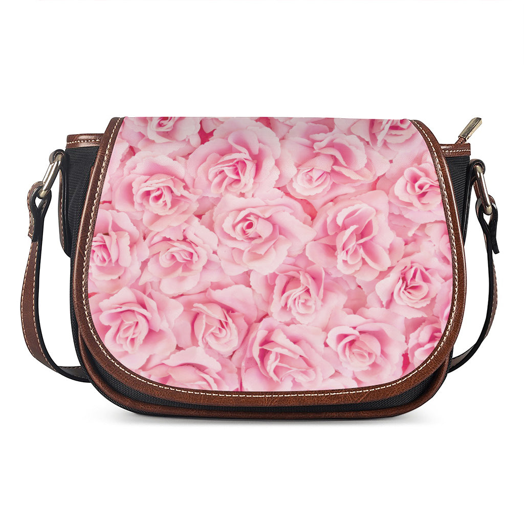 Pink Rose Print Saddle Bag