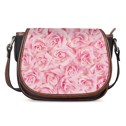 Pink Rose Print Saddle Bag