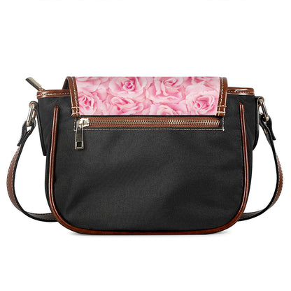 Pink Rose Print Saddle Bag