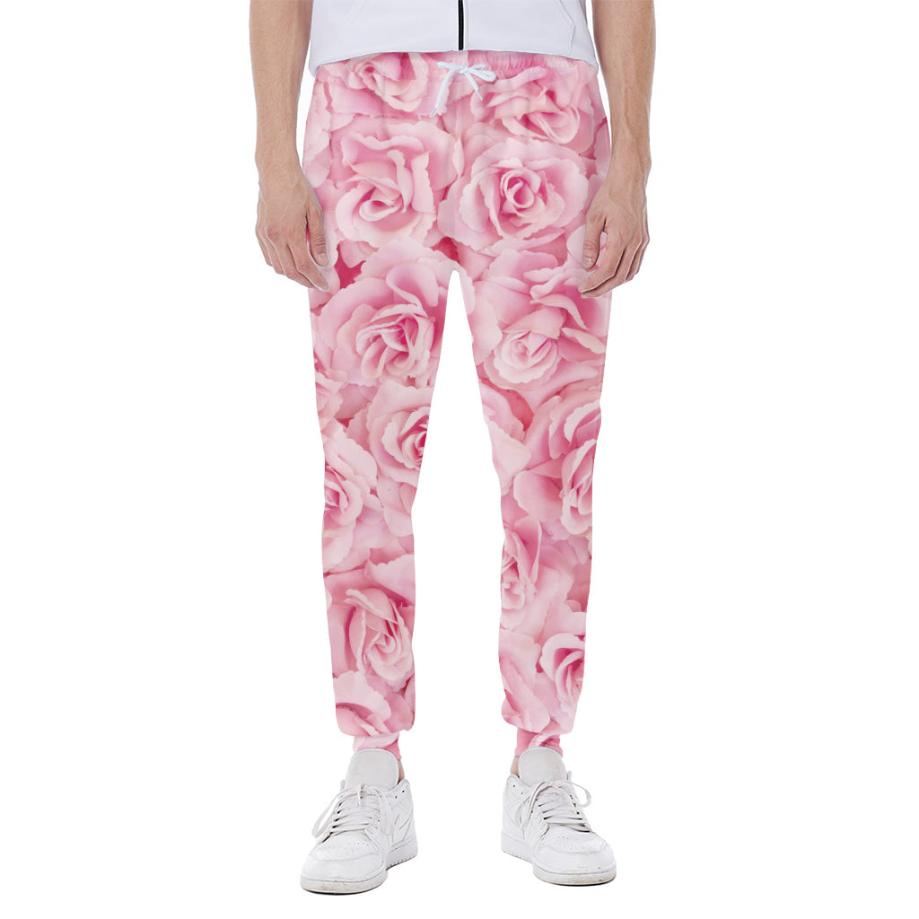 Pink Rose Print Scuba Joggers