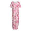 Pink Rose Print Short Sleeve Long Nightdress