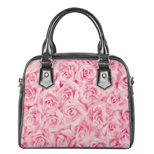 Pink Rose Print Shoulder Handbag
