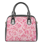 Pink Rose Print Shoulder Handbag