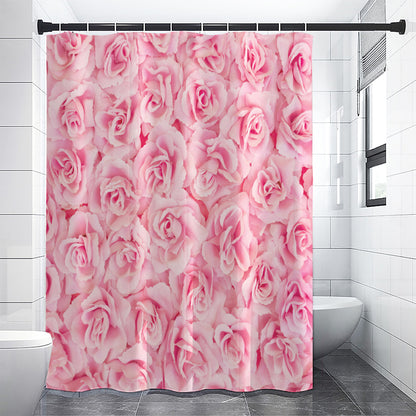Pink Rose Print Shower Curtain