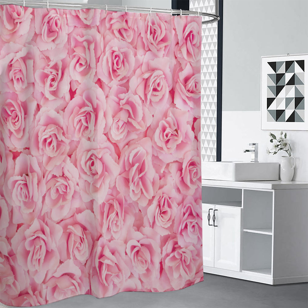 Pink Rose Print Shower Curtain