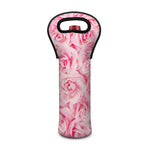 Pink Rose Print Single Neoprene Wine Tote