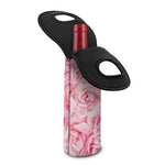 Pink Rose Print Single Neoprene Wine Tote