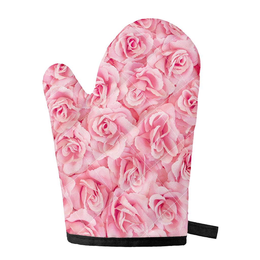 Pink Rose Print Single Oven Mitt