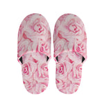 Pink Rose Print Slippers