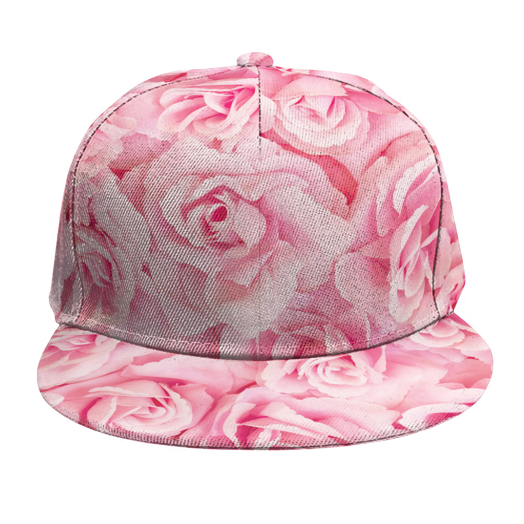 Pink Rose Print Snapback Cap