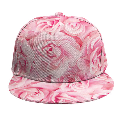 Pink Rose Print Snapback Cap