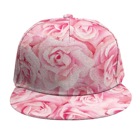 Pink Rose Print Snapback Cap