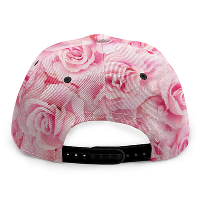 Pink Rose Print Snapback Cap