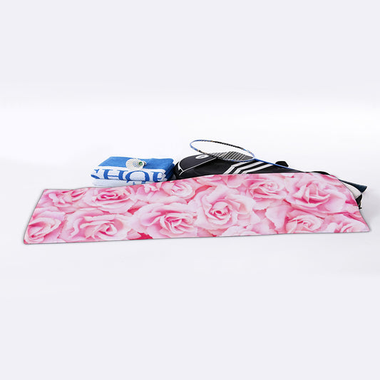 Pink Rose Print Sports Towel
