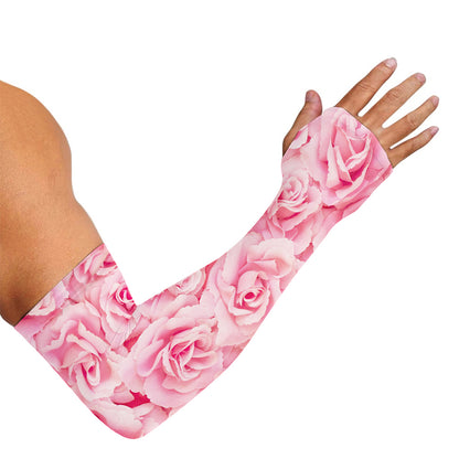 Pink Rose Print Sun Protection Arm Sleeves