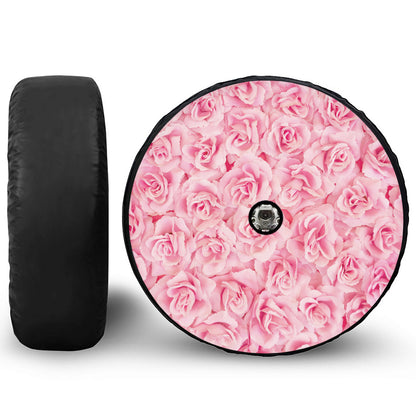 Pink Rose Print Tire Cover With Camera Hole