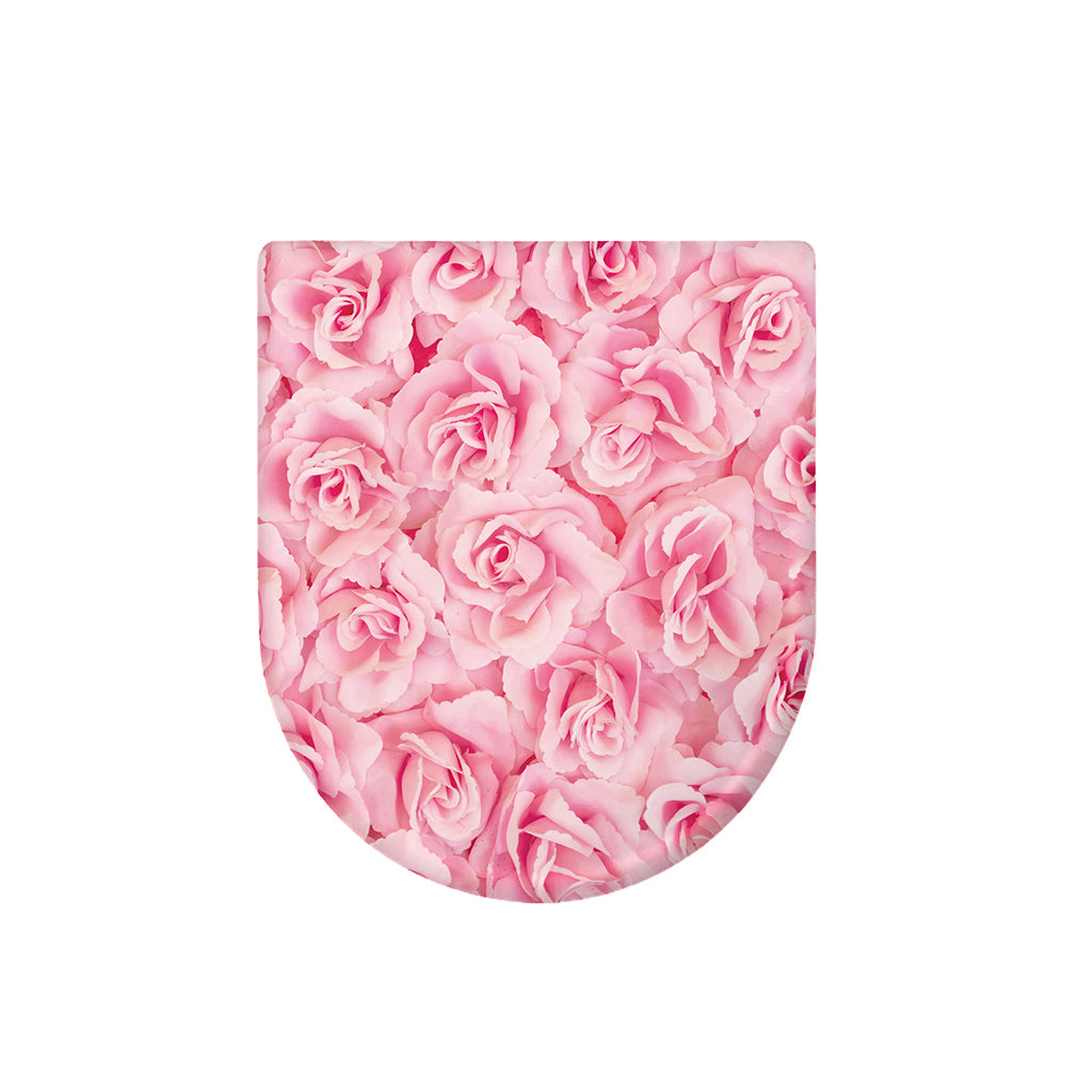 Pink Rose Print Toilet Lid Cover