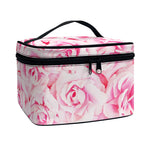 Pink Rose Print Travel Makeup Bag