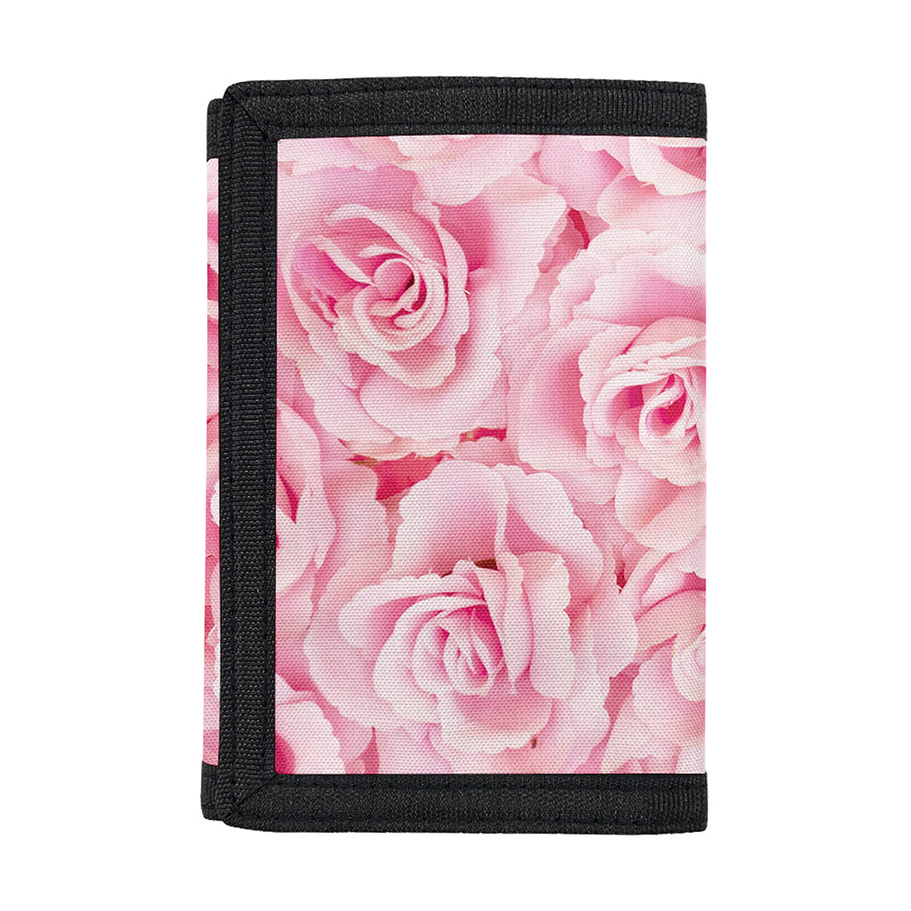 Pink Rose Print Trifold Wallet
