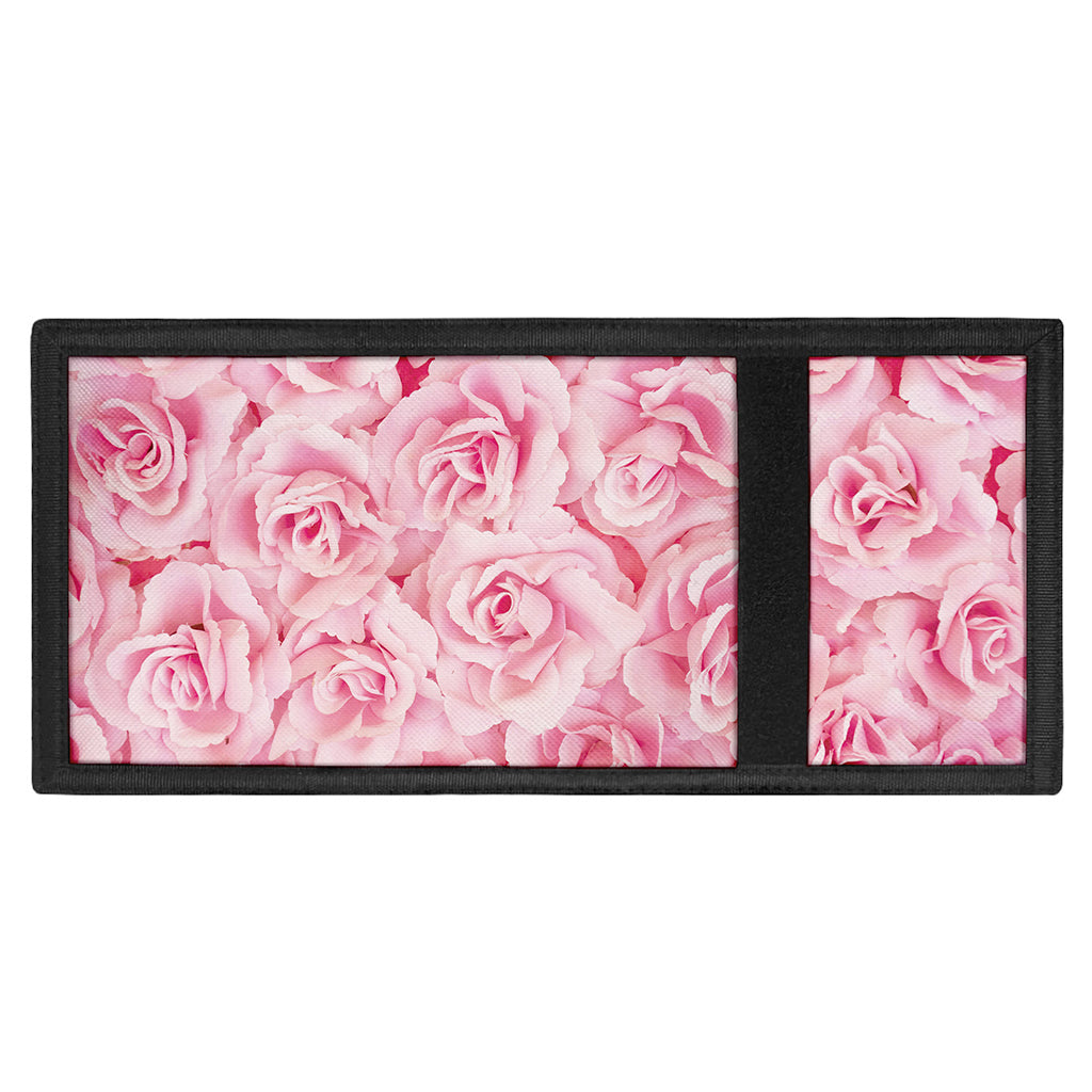 Pink Rose Print Trifold Wallet