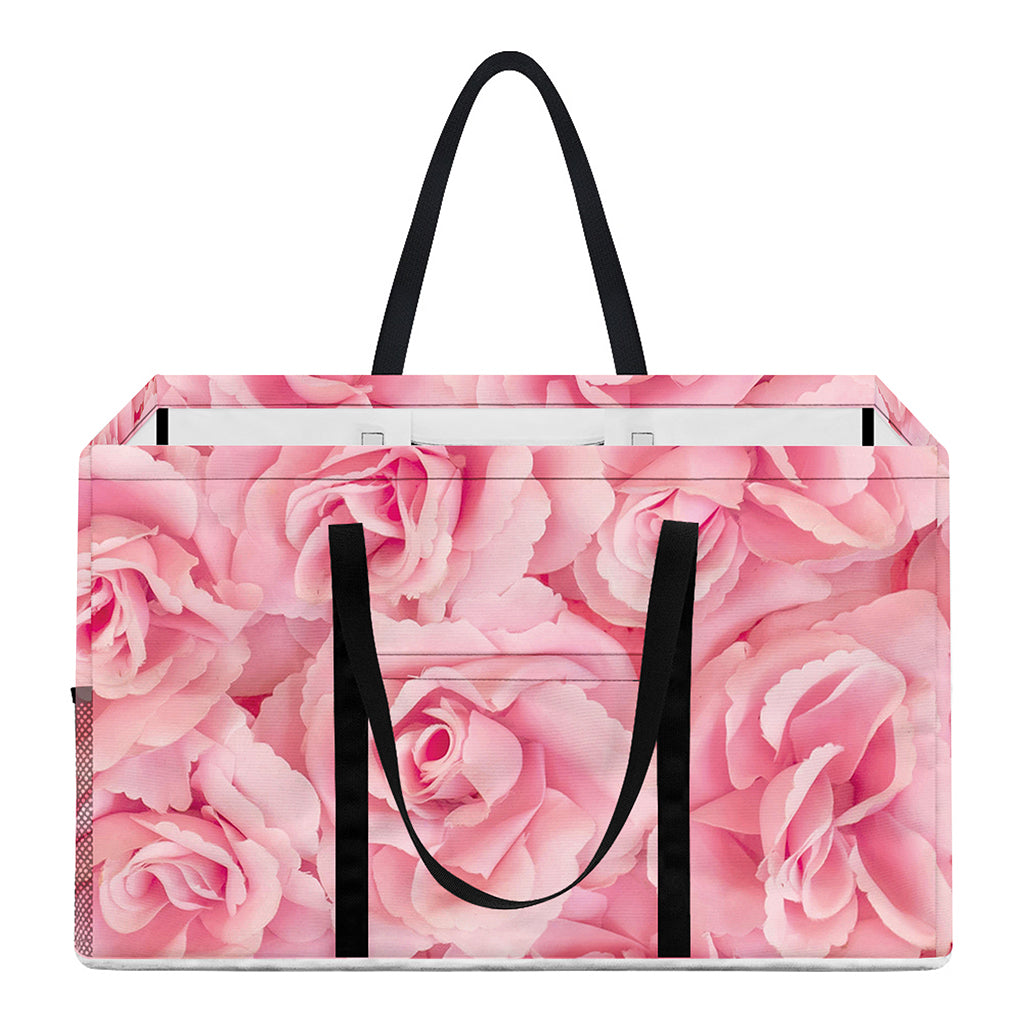 Pink Rose Print Utility Tote Bag