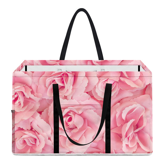 Pink Rose Print Utility Tote Bag