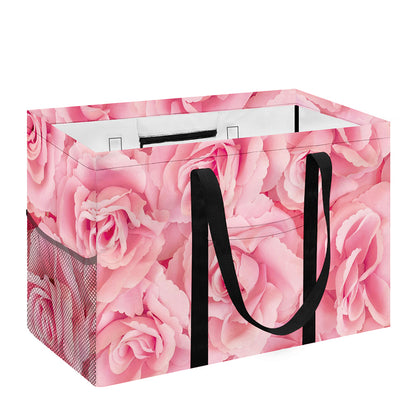 Pink Rose Print Utility Tote Bag