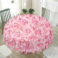 Pink Rose Print Waterproof Round Tablecloth