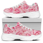 Pink Rose Print White Chunky Shoes