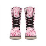 Pink Rose Print Winter Boots