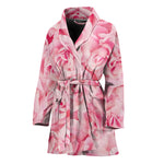 Pink Rose Print Women's Bathrobe