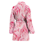 Pink Rose Print Women's Bathrobe