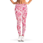 Pink Rose Print Women's Leggings