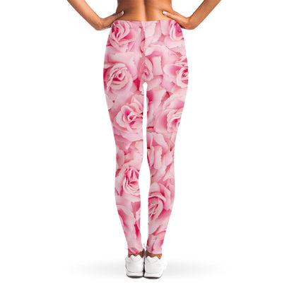 Pink Rose Print Women's Leggings