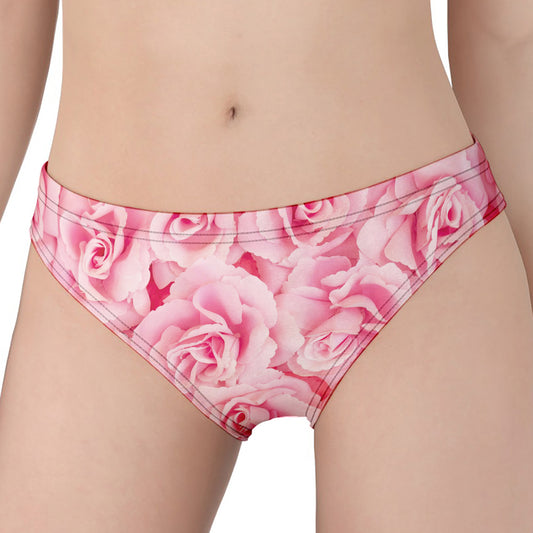 Pink Rose Print Women's Panties