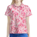 Pink Rose Print Women's Polo Shirt