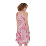 Pink Rose Print Women's Sleeveless Dress