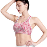 Pink Rose Print Women's Sports Bra