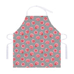 Pink Rose Zigzag Pattern Print Adjustable Apron