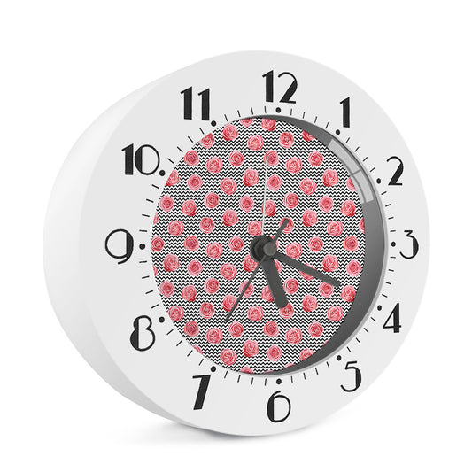 Pink Rose Zigzag Pattern Print Alarm Clock