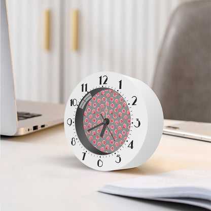 Pink Rose Zigzag Pattern Print Alarm Clock